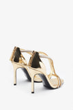 Pluto Gold Metallic Diamante Heeled Sandals