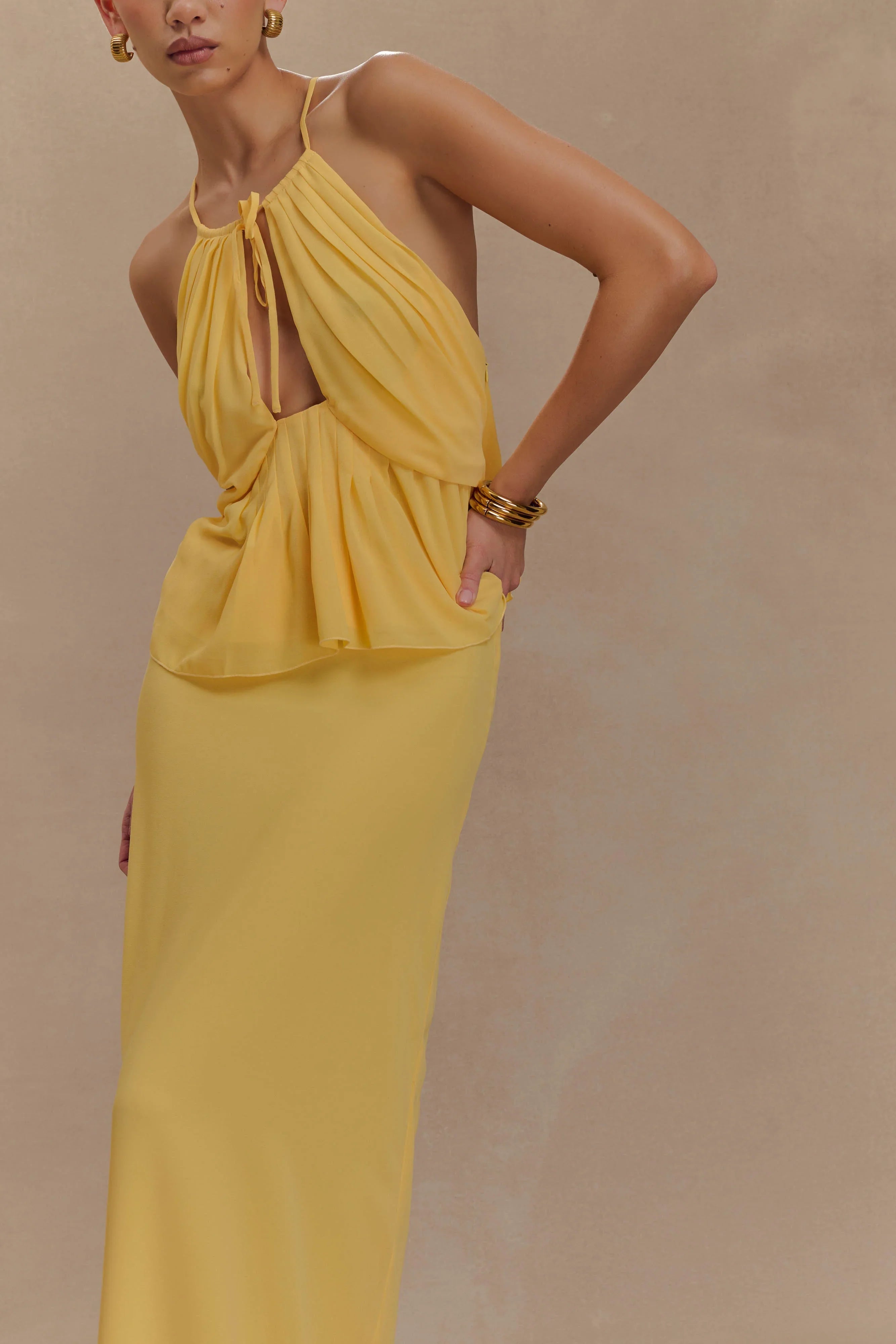 Korra Chiffon Halter Top Butterscotch