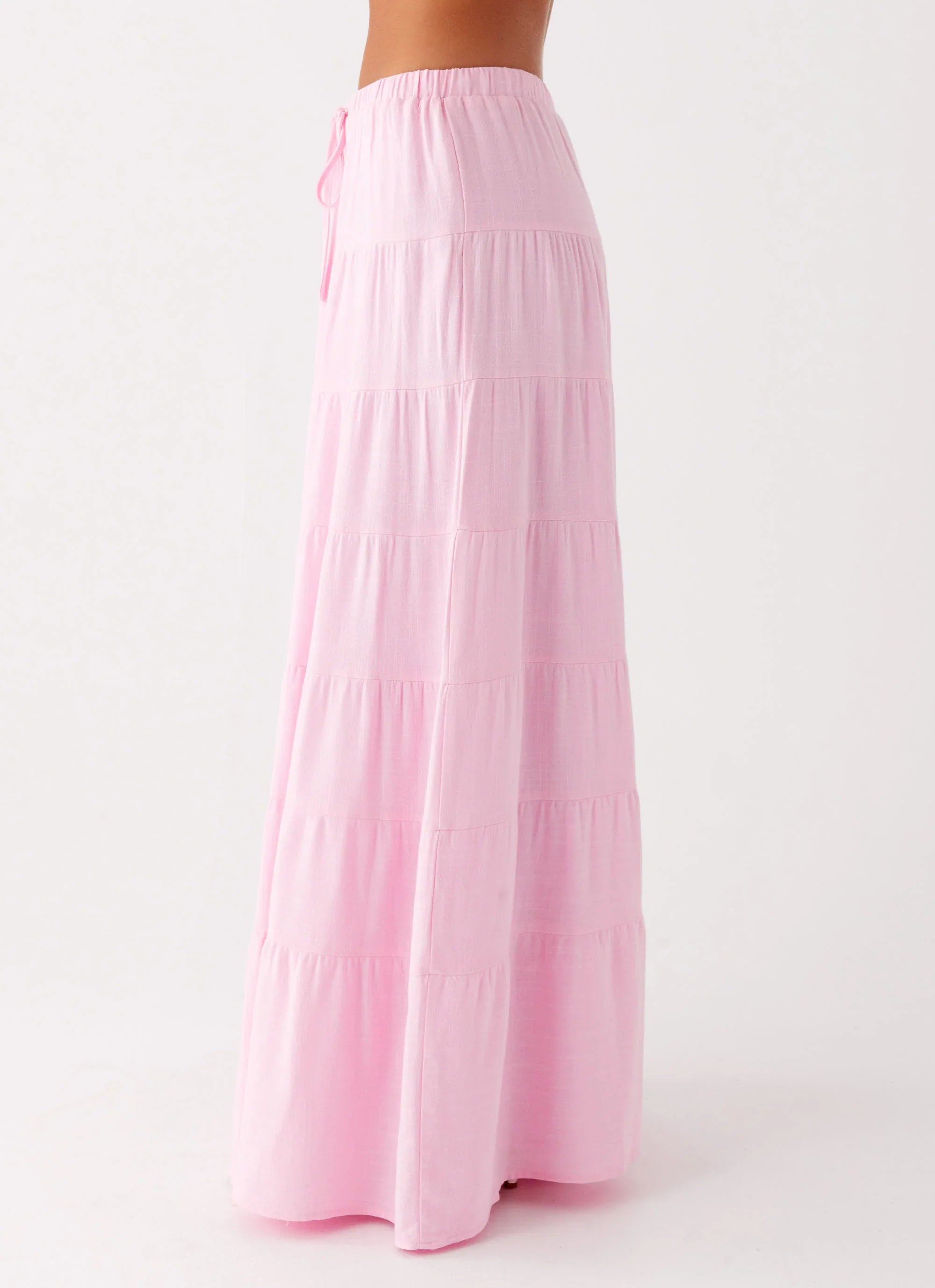 Mariella Linen Maxi Skirt Pink