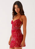 Vietta Sequin Cami Micro Mini Dress Red