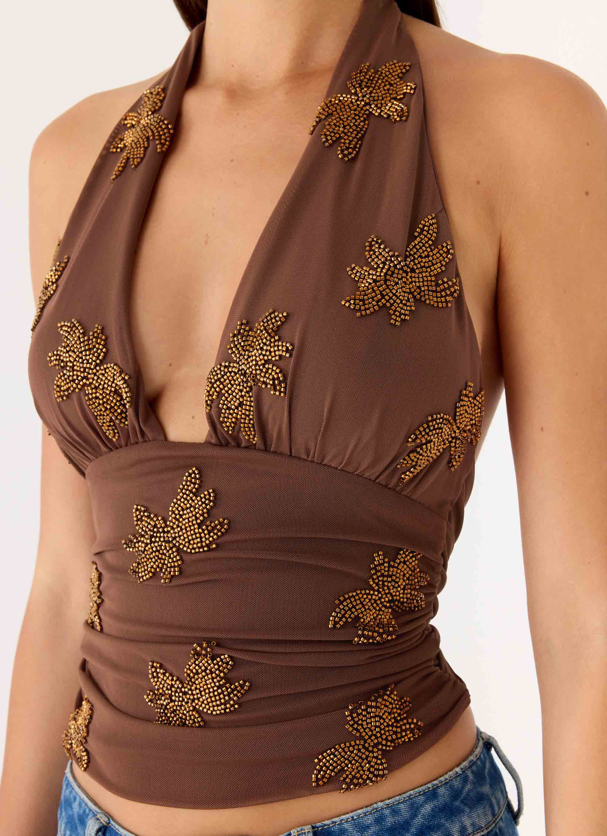 Malachi Beaded Top Chocolate