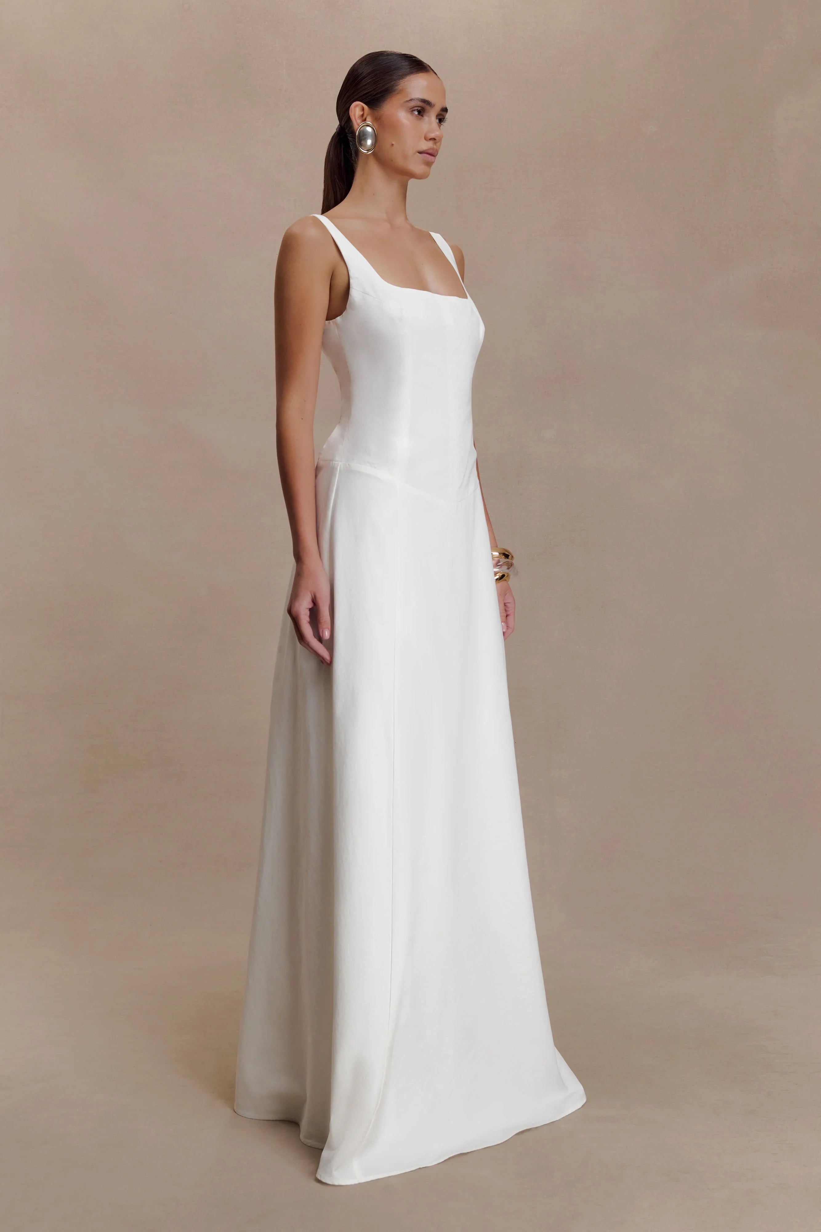 Salma Drop Waist Cotton Maxi Dress White