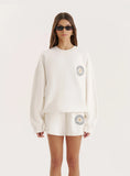 Off White Embroidered Emblem Sweatshirt