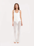 Off White Tie Front Crochet Top