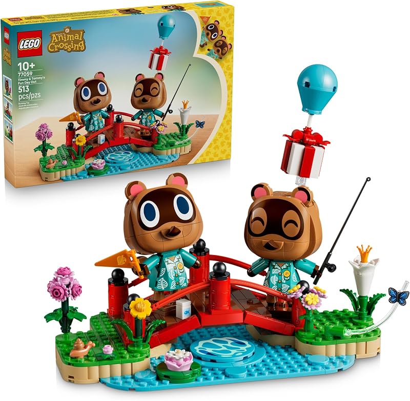 LEGO Animal Crossing Timmy Tommys Fun Day Out 77059 Collectible Building Toy for Girls Boys Ages 10 Display for Kids Bedroom or Book Shelf 513 pieces Gift for Birthdays
