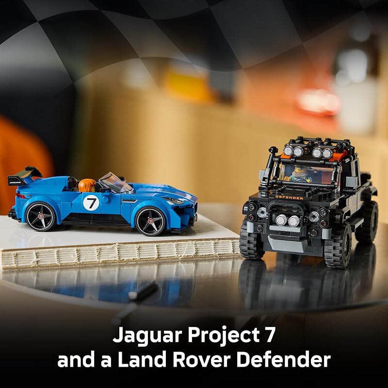 LEGO Speed Champions Jaguar Project 7 Land Rover Defender 77264 Building Toy for Boys Girls Ages 10 Detailed Toy Cars for Kids Play or Display Model 740 pieces Gift for Birthdays