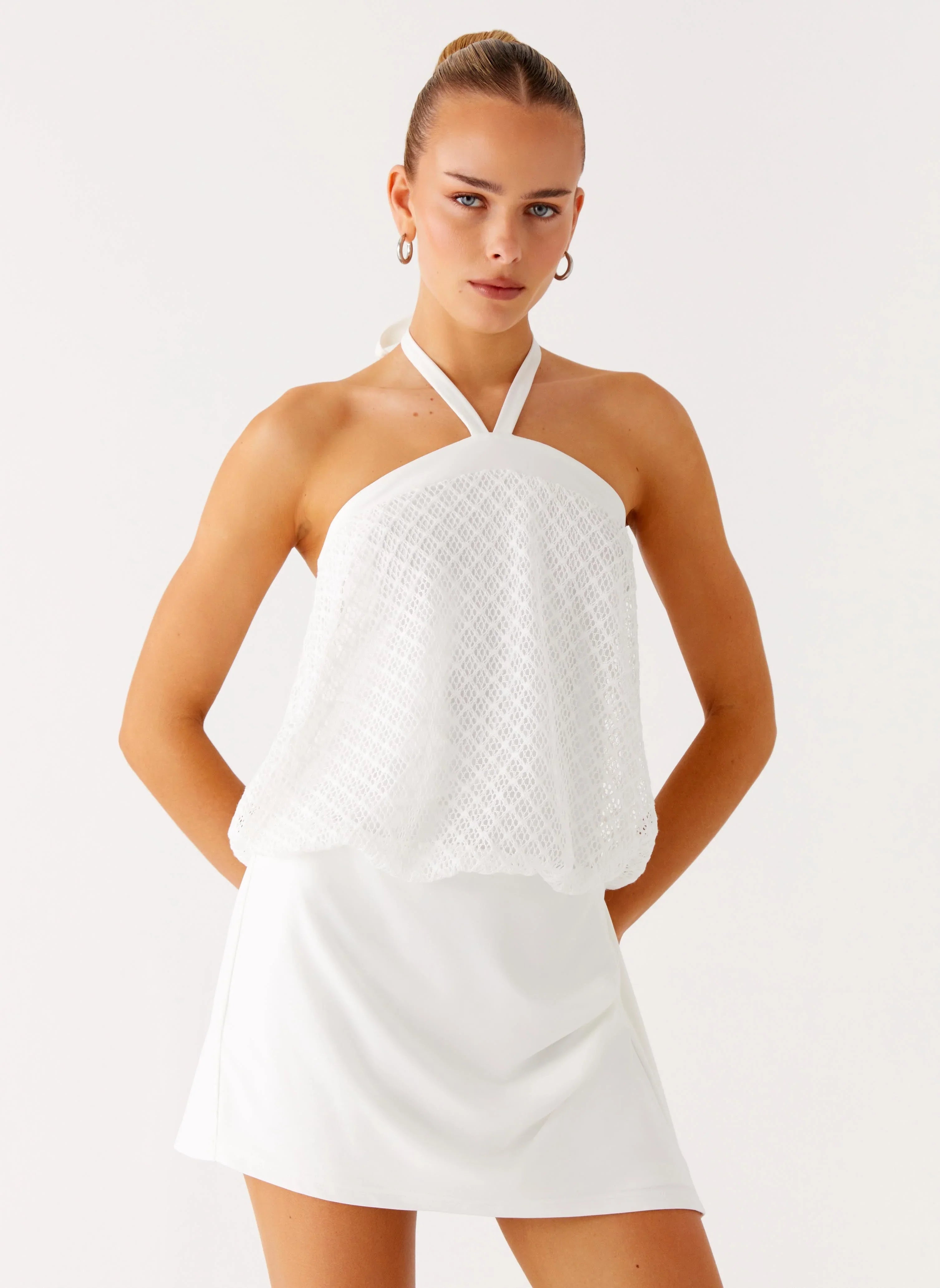 Switch Up Halter Mini Dress Ivory