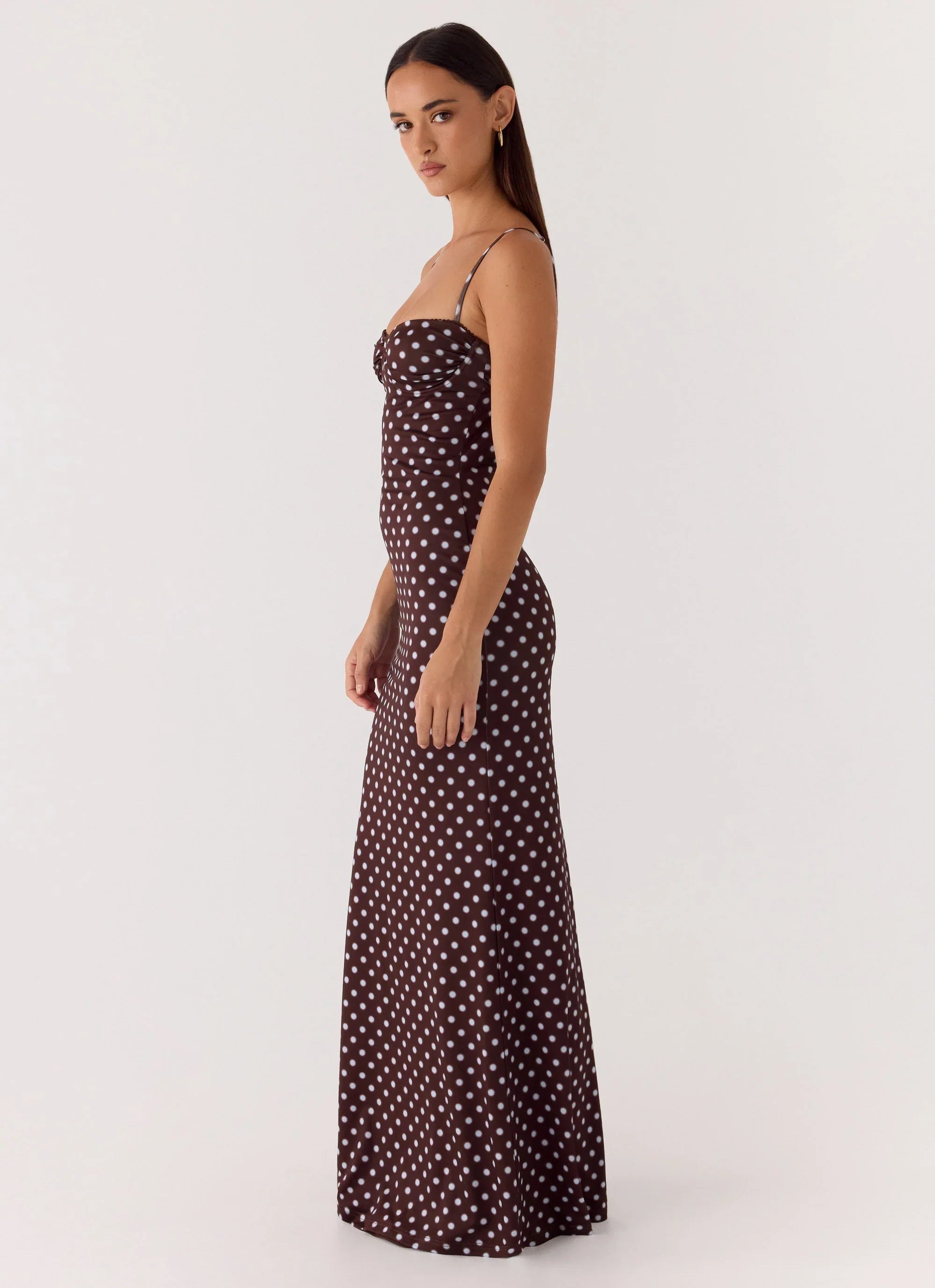 Vamonos Maxi Dress Chocolate Blue Dot