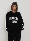 Black Velour Branded Classic Sweatshirt