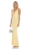 Front Twist V Neck Maxi Dress in Yellow