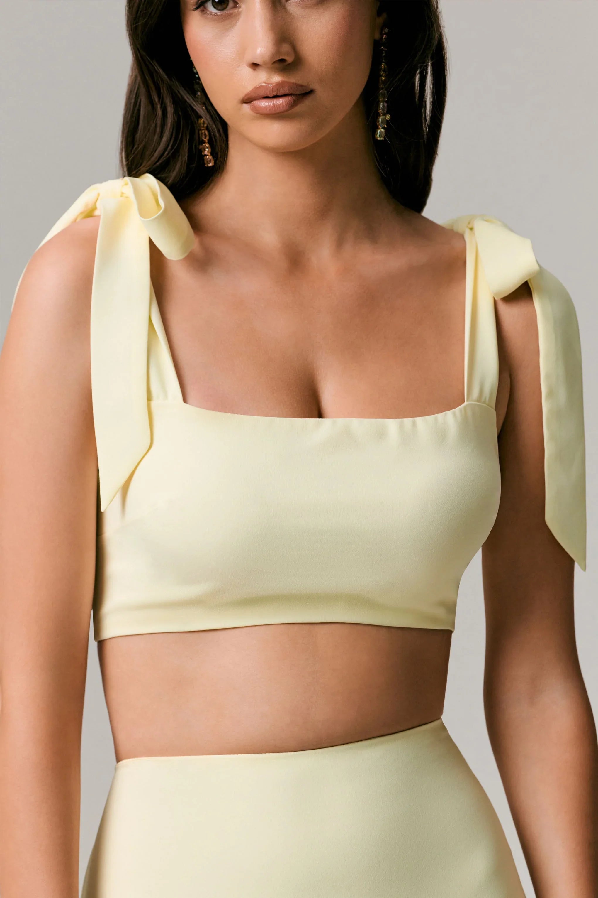 Elodie Lemon Tie Strap Crop Top