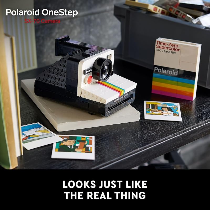 LEGO Ideas Polaroid OneStep SX 70 Building Set for Adults Vintage Polaroid Model DIY Craft Kit Ages 18 Gift for Birthdays 21345