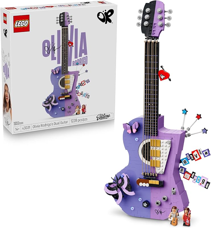 LEGO Editions Olivia Rodrigos Dual Guitar 43031 Collectible Building Toy for Teens Ages 14 Olivia Rodrigo Minifigure Bedroom Decor 1228 pieces Gift for Birthdays