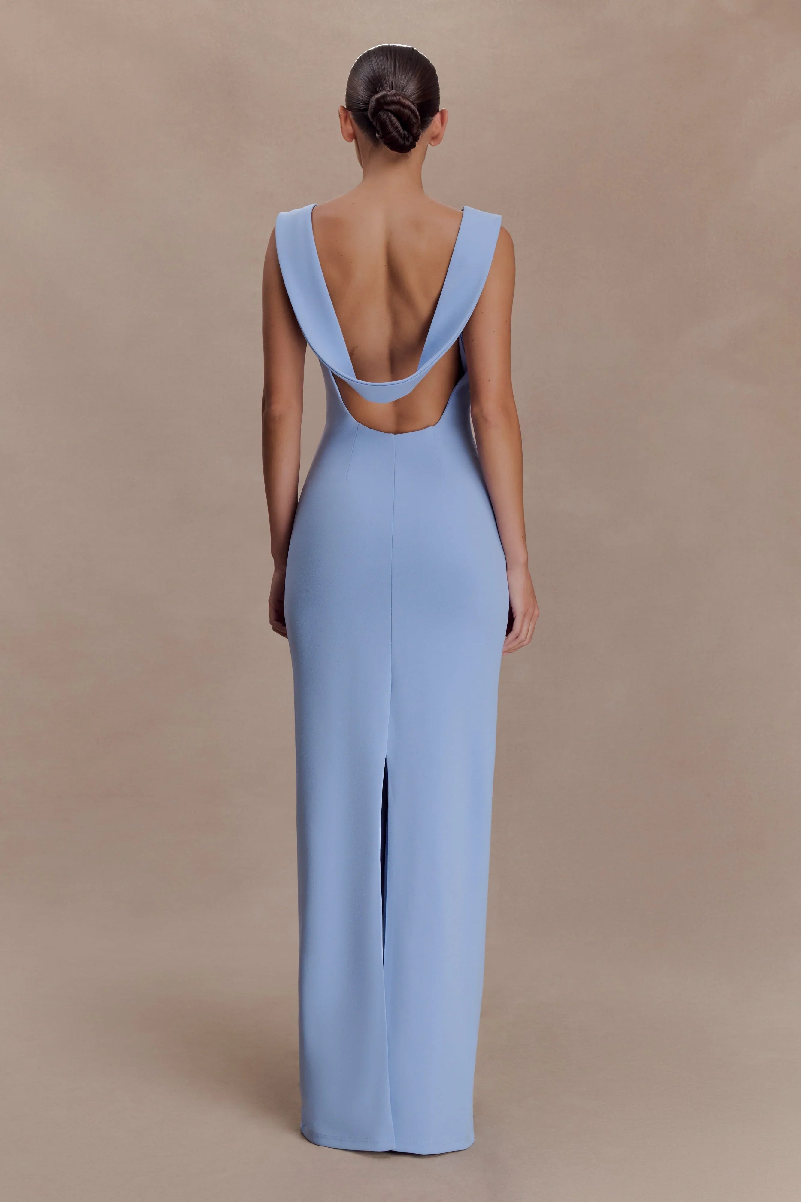 Galilea Crepe Draped Maxi Dress Cornflower Blue