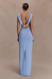 Galilea Crepe Draped Maxi Dress Cornflower Blue