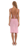 Ixora Crochet Cutout Midi Dress in Pink