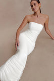 Jianna Strapless Mesh Maxi Dress Ivory