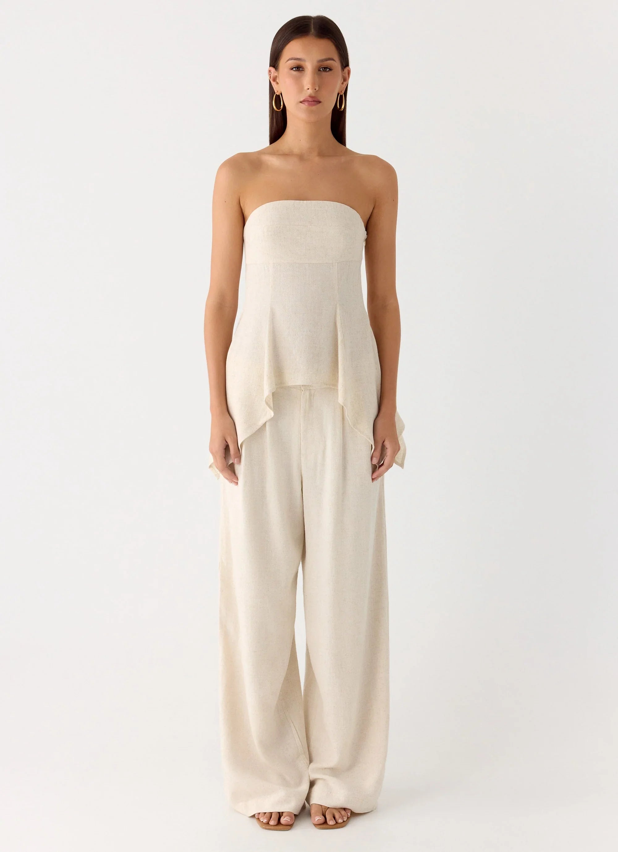 Delong Low Rise Linen Pants Oatmeal