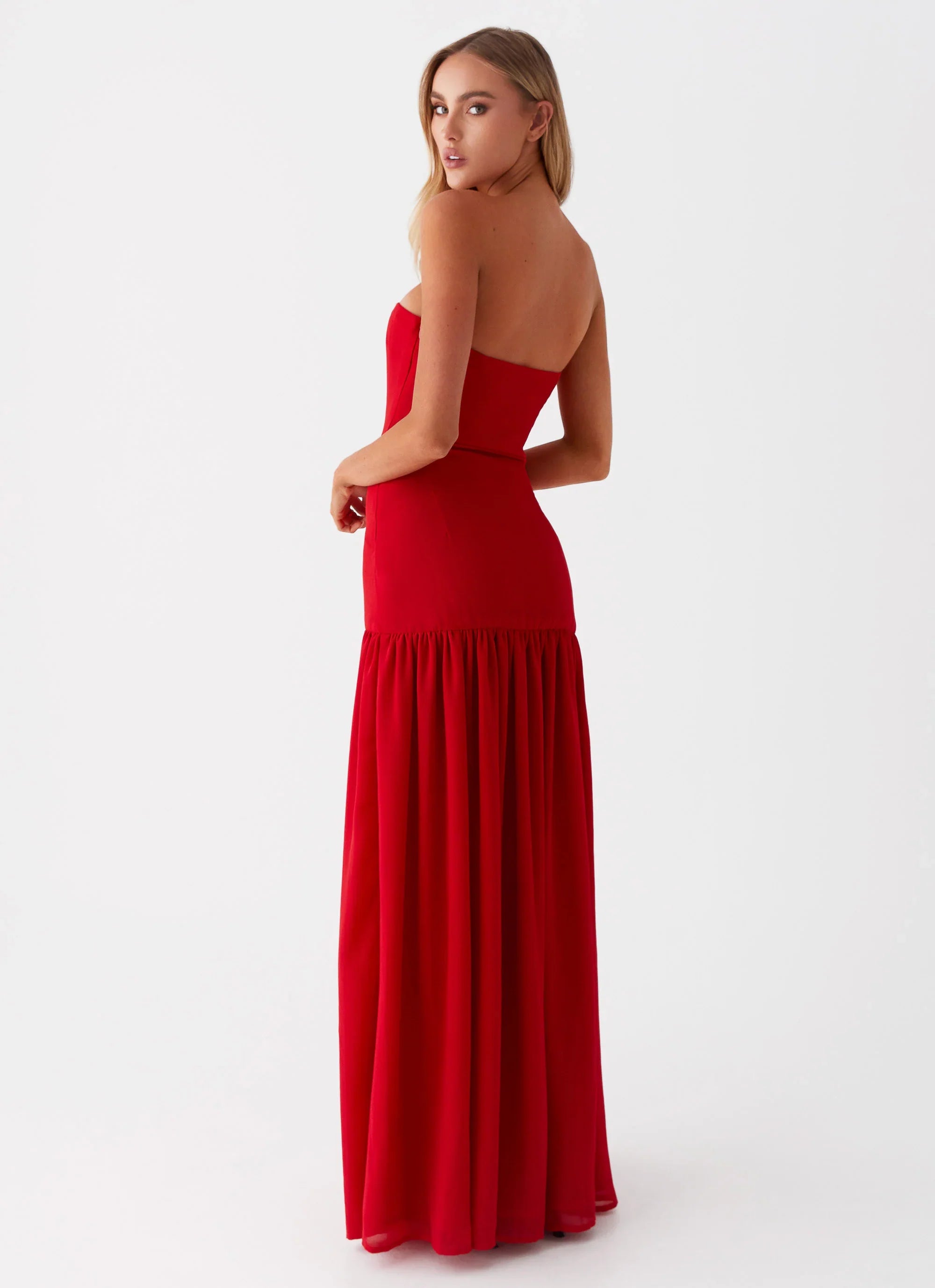 Eden Strapless Maxi Dress Red