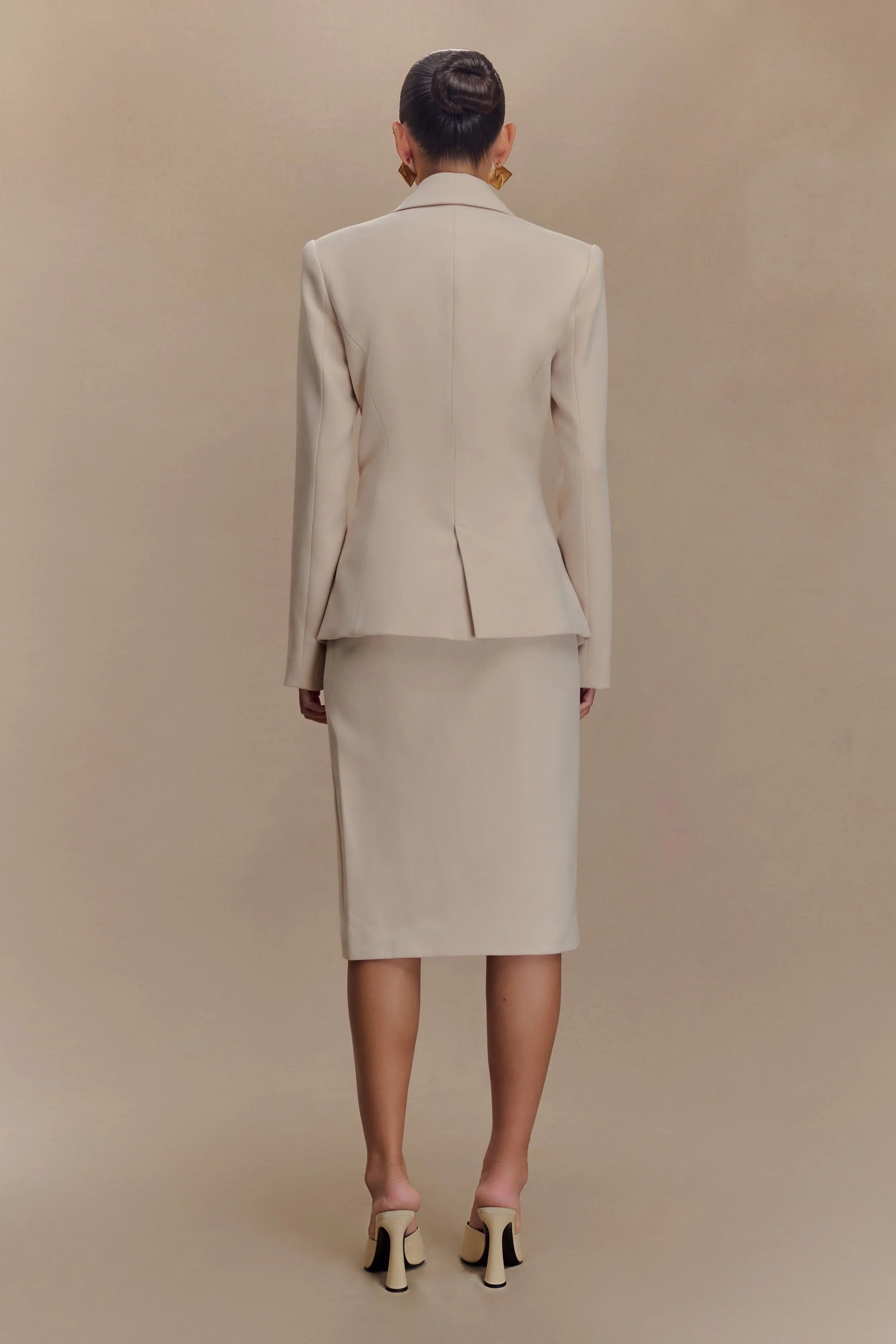 Max Cinched Waist Blazer Ivory Stone