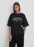 Grey Acid Wash Courchevel Slogan Print T Shirt