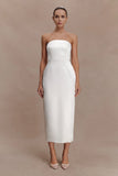 Ophelia Peplum Satin Maxi Dress Ivory