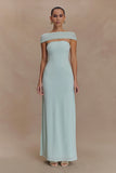 Aurora Slinky And Mesh Split Maxi Dress Lagoon