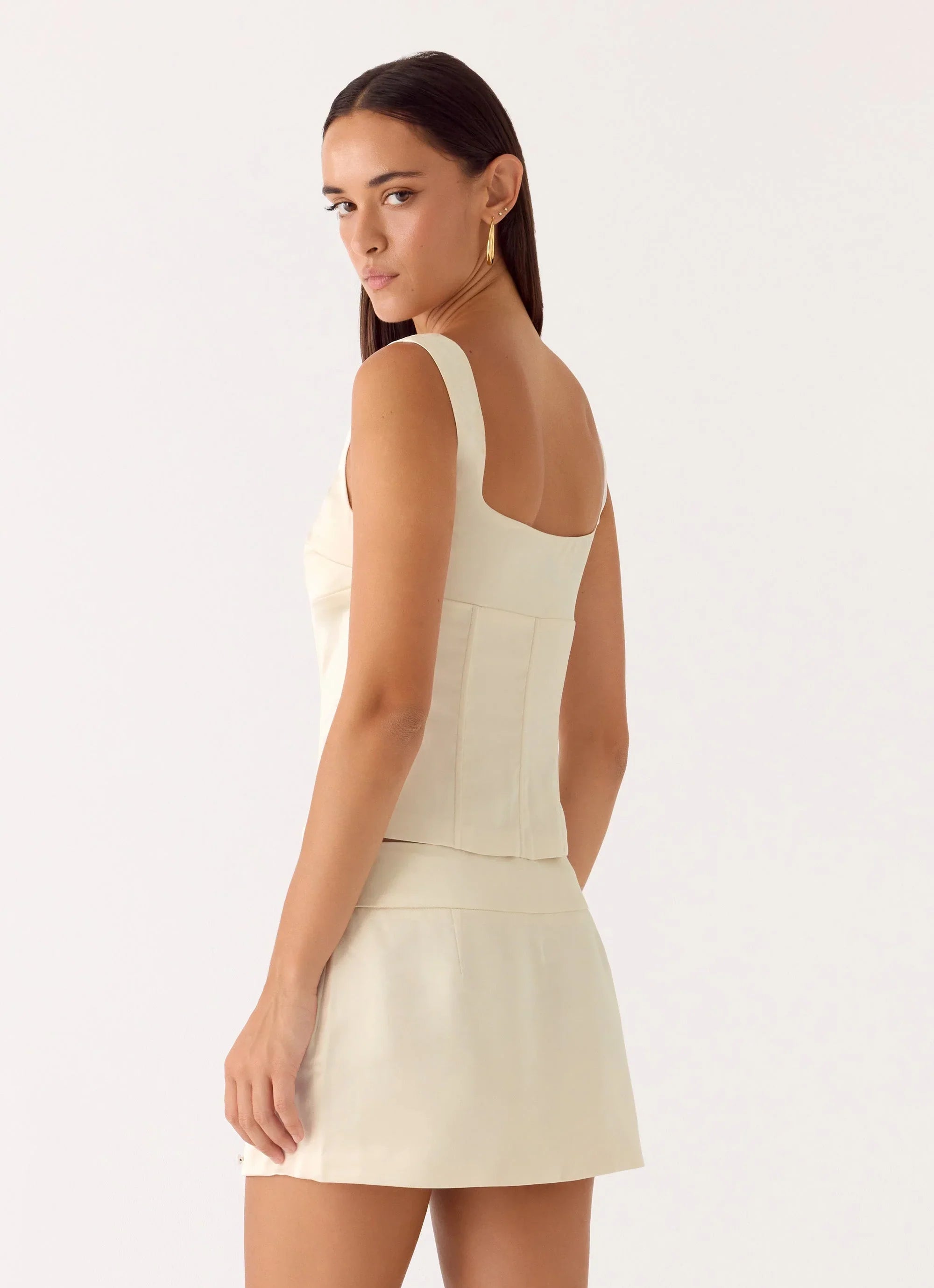 Posy Satin Top Ivory