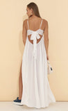 Crepe Embroidered Maxi Dress in White