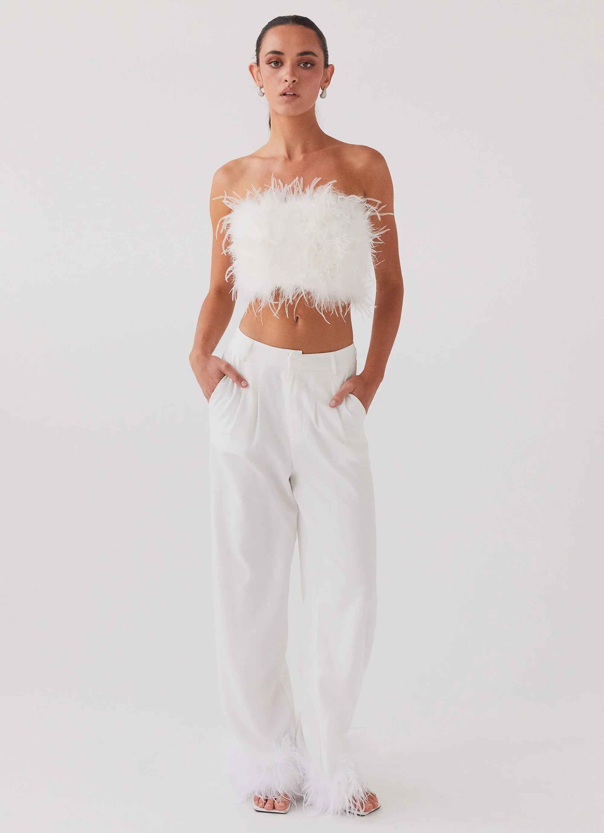 Shake It Off Feather Pants Snow