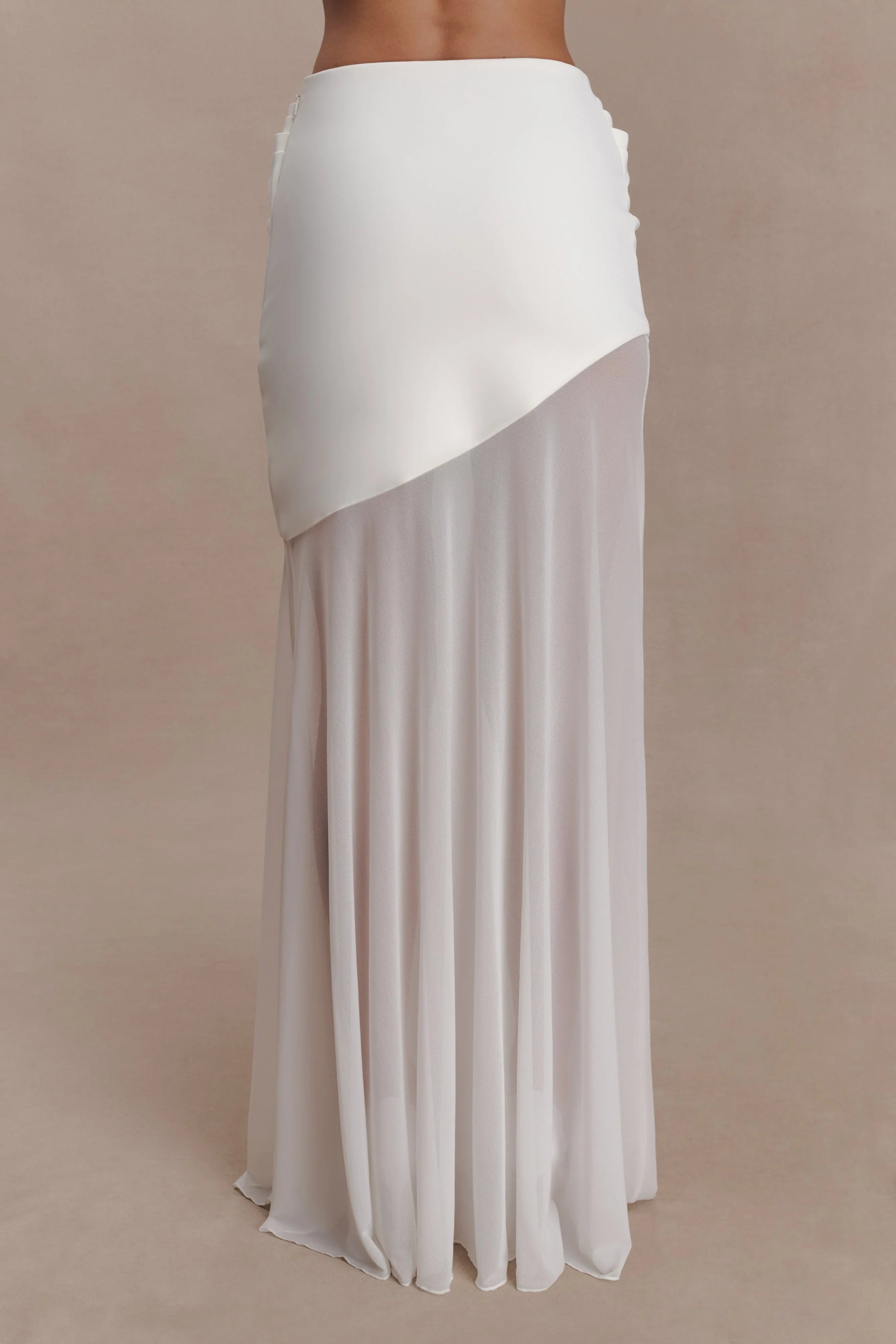 Portia Scuba And Mesh Maxi Skirt White