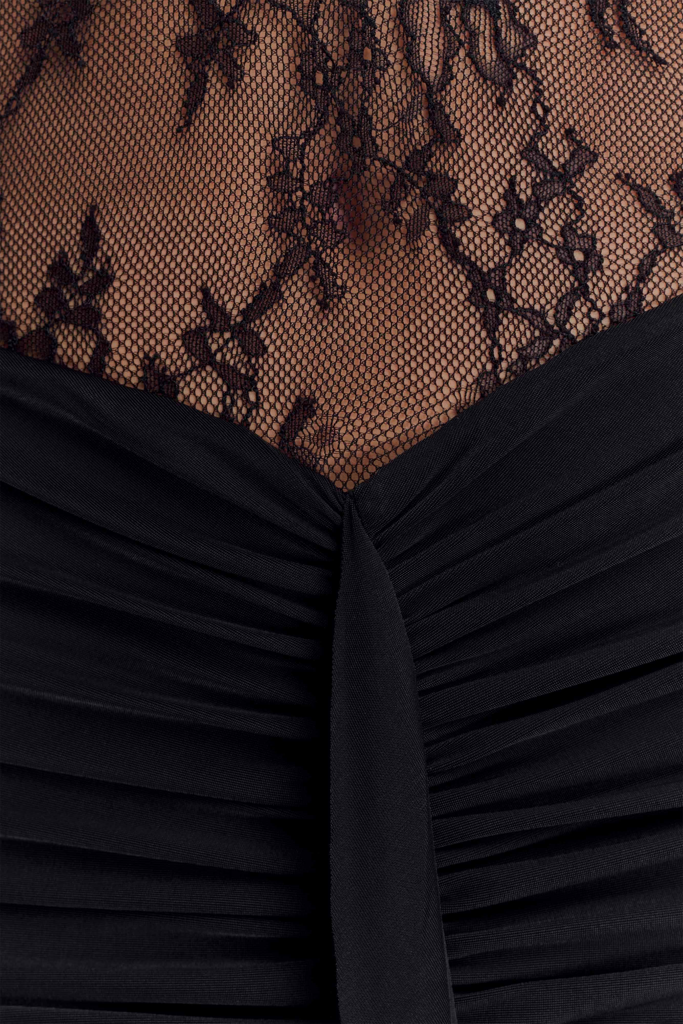 Bonnie Slinky And Lace Maxi Dress Black