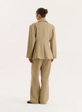 Camel Cinched Waist Tailored Blazer