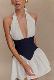 Merlyn Denim Cotton Mini Dress Indigo Blue