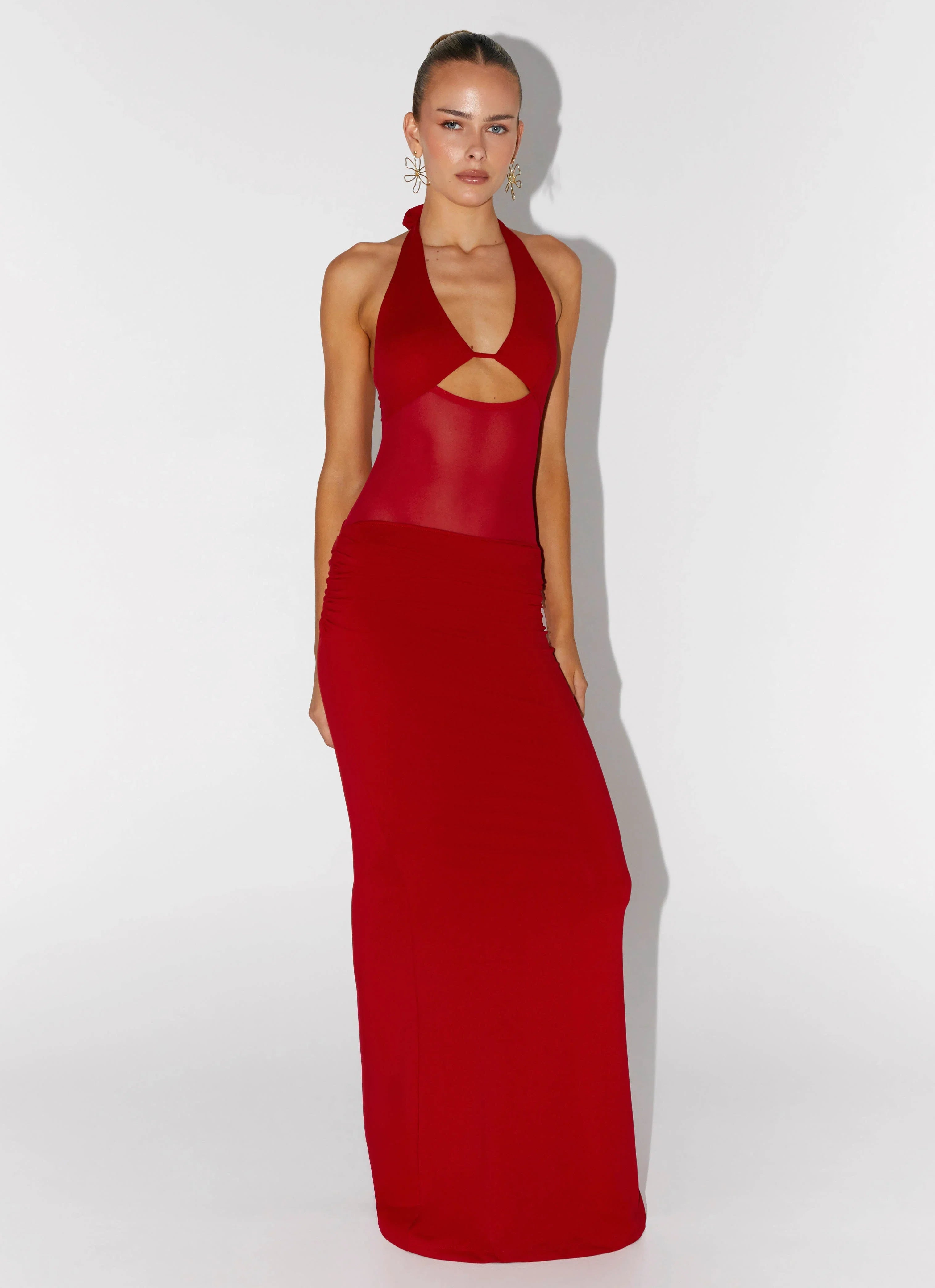 Billen Halter Maxi Dress Red