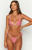 90 Swim Sumba Red Gingham Tie Up Bikini Bottoms