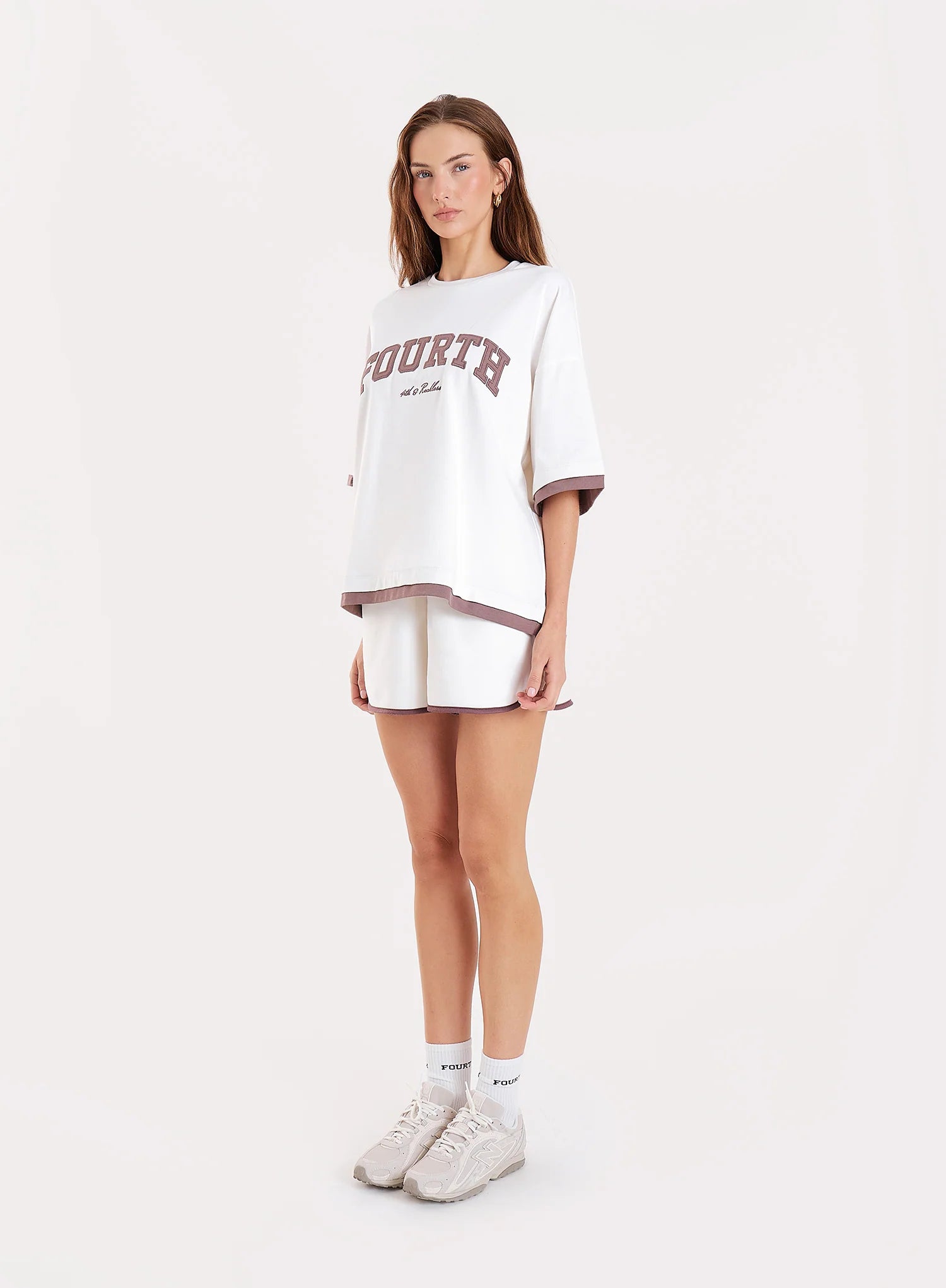 White Contrast Trim Branded Cotton T Shirt