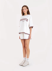 White Contrast Trim Branded Cotton T Shirt