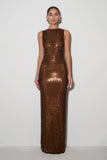 Magnolia Sleeveless Diamante Maxi Dress Chocolate
