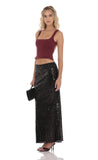 Sequin Maxi Skirt in Black