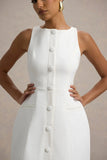 Cheri White Tailored Sleeveless Mini Dress