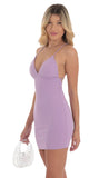 V Neck Bodycon Dress in Lavender