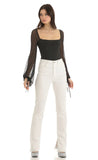 Mesh Long Sleeve Bodysuit in Black