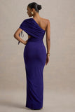 Trance Blue Asymmetric Maxi Dress with Split