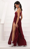 Shimmer One Shoulder Jumpsuit in Burgundy