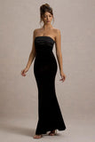 Ambrosi Black Velvet Bandeau Maxi Dress