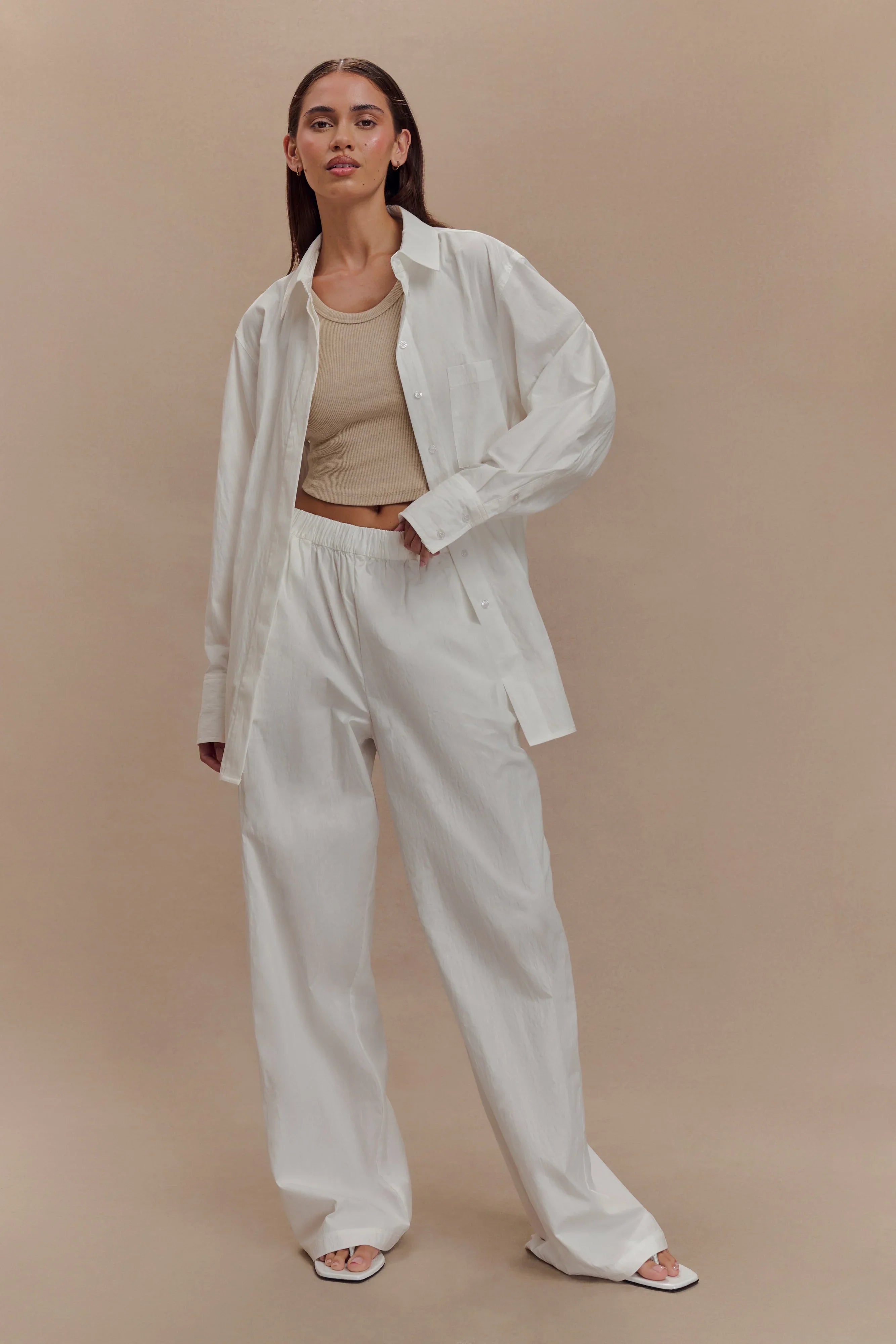 Campbell Cotton Wide Leg Pants White
