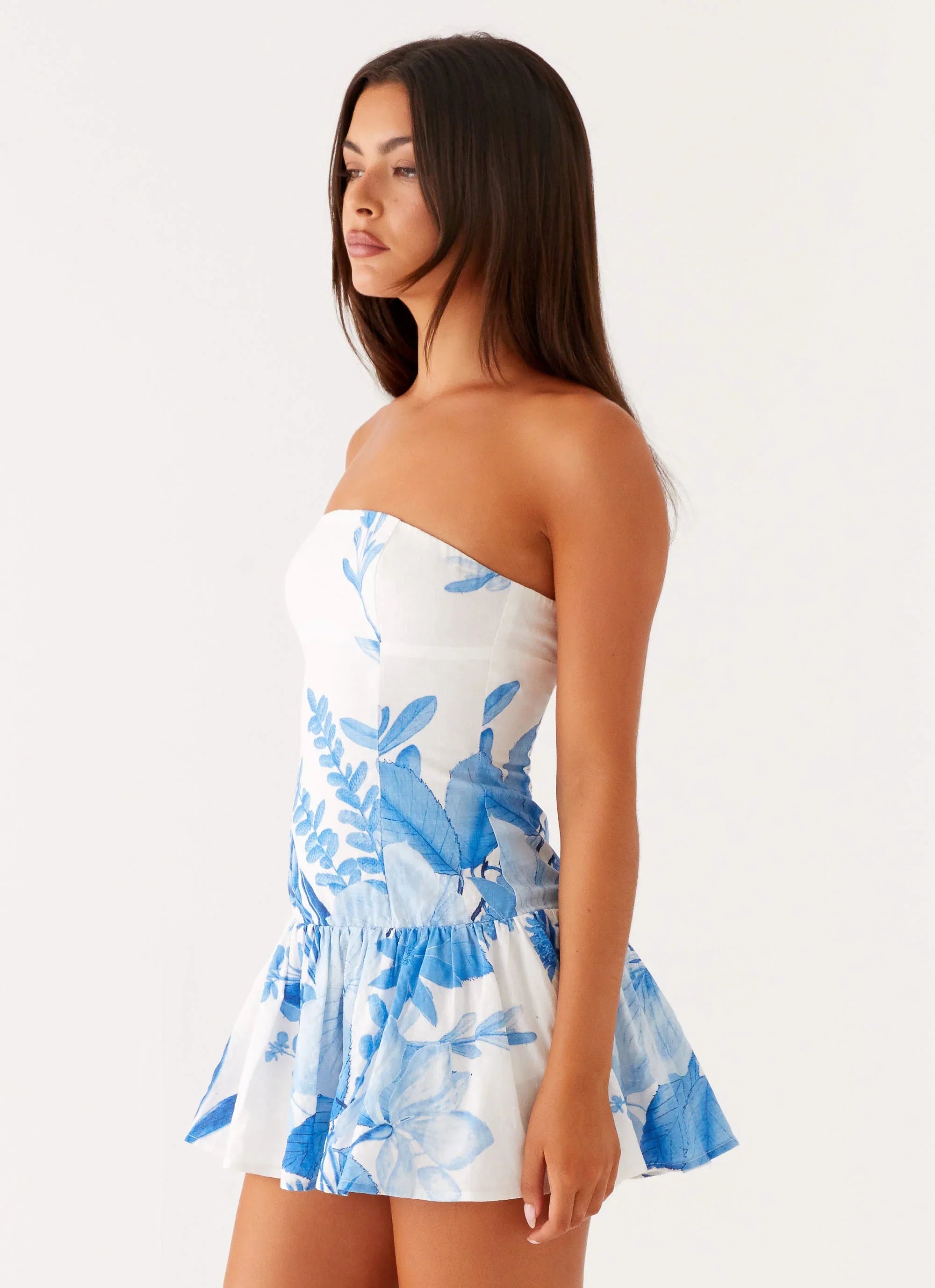 Mario Mini Dress Blue Floral Print