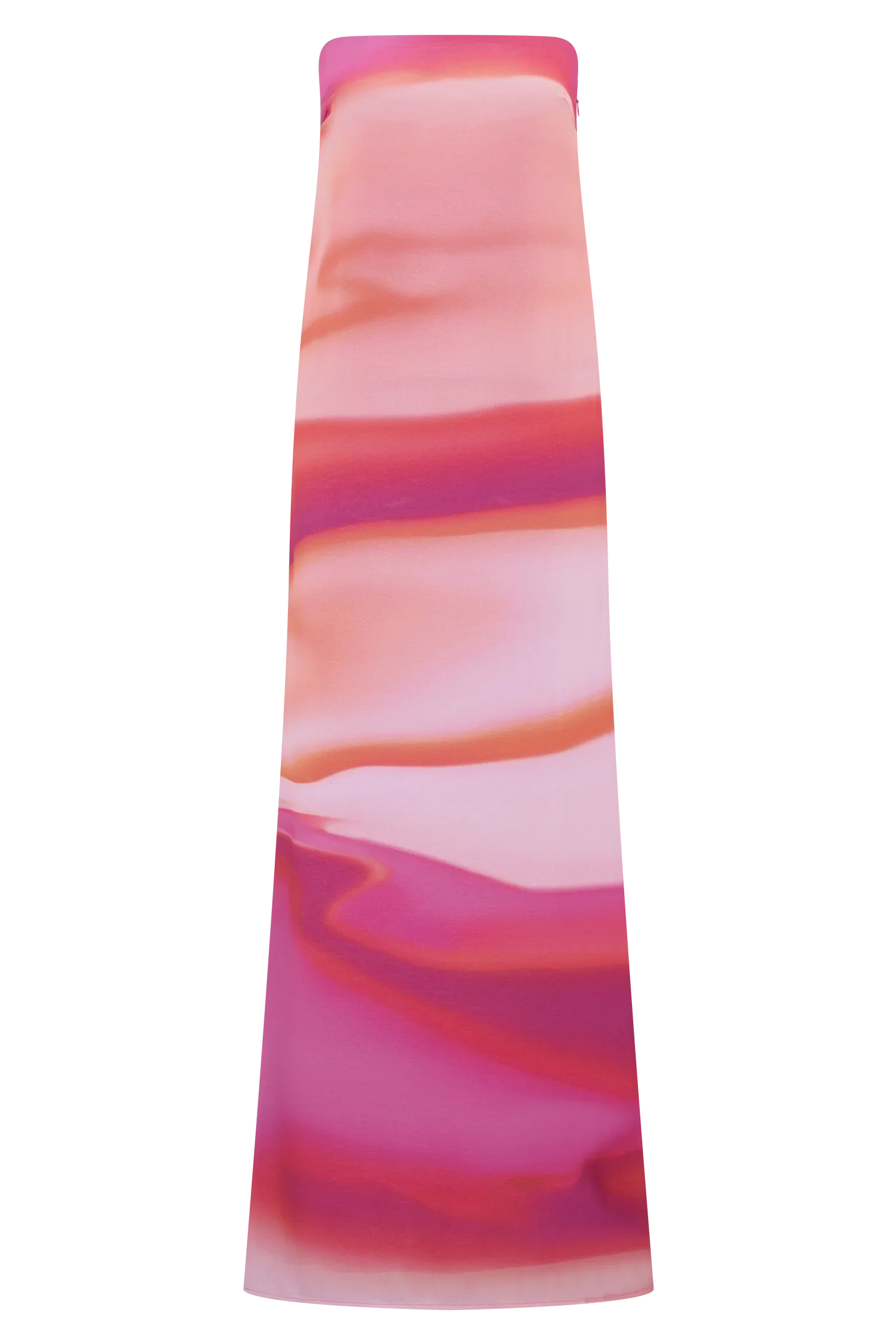 Amaya Strapless Chiffon Maxi Dress Pink Sunset Print