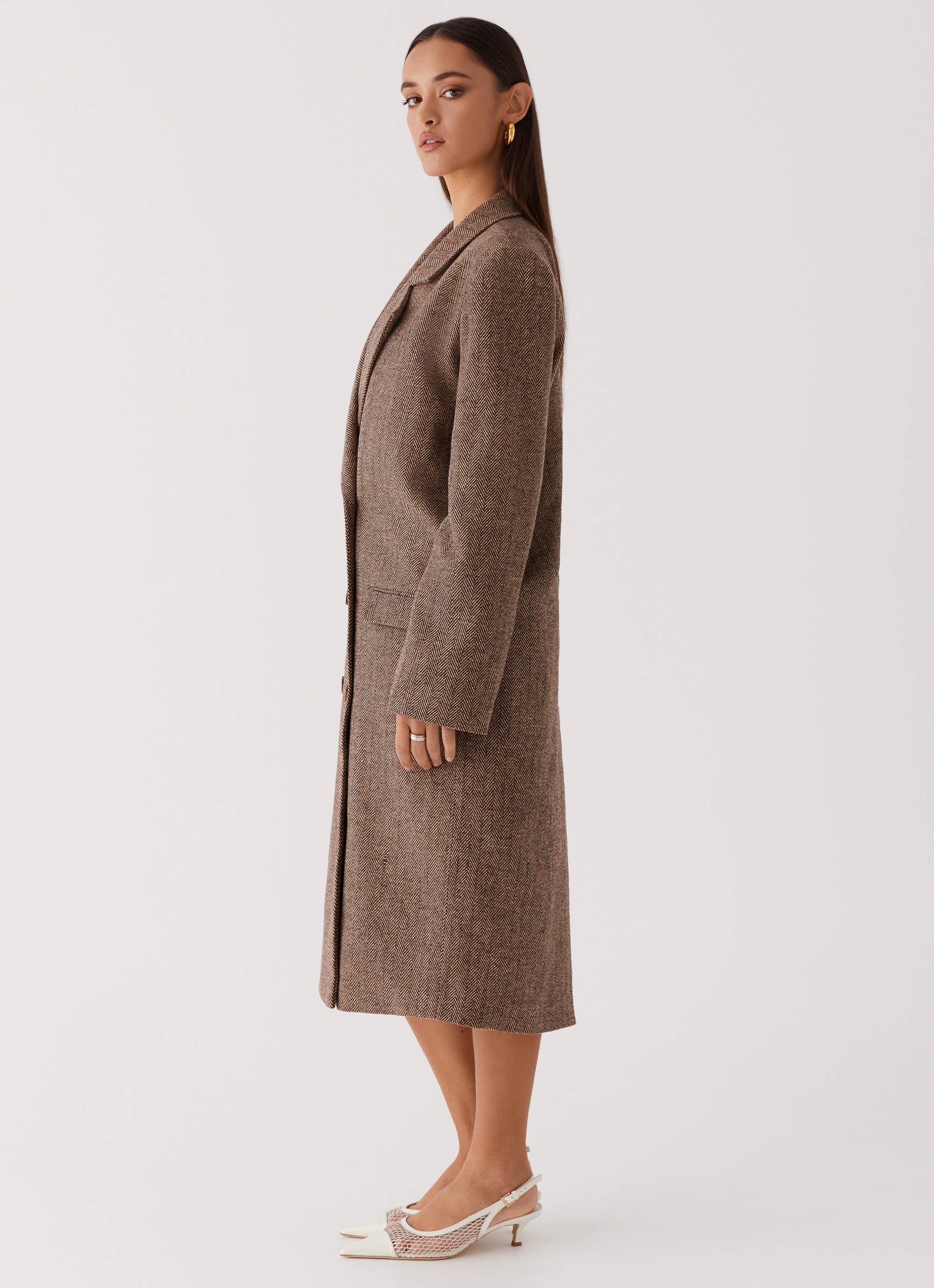 Since Way Back Longline Coat Brown